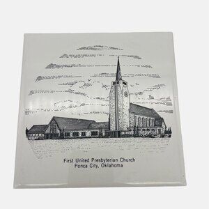 Vintage First United Presbyterian Church Decorative Tile Ponca City Oklahoma 6"